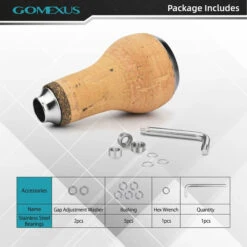 Gomexus Handle Knob Cork For Spinning Reel - Cork/Silver -Sportfischen CA27TNBK 4